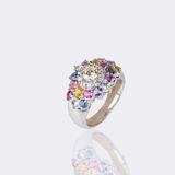 Rainbow Sapphire Diamond Ring - image 3