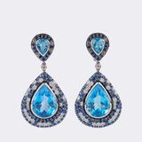 Pair of Topaz Earrings with Sapphire-Diamond - image 1
