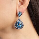 Pair of Topaz Earrings with Sapphire-Diamond - image 2