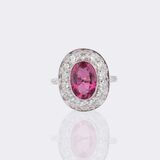 Pink Tourmaline Ring with Diamonds - image 1
