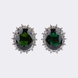 Pair of Tourmaline Earrings with Diamonds