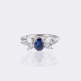 Dainty Sapphire Diamond Ring - image 1