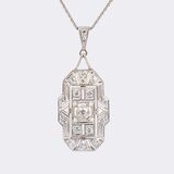 Art-déco Diamond Pendant on Necklace - image 1