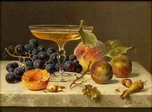 Stillleben mit Champagnerschale und Obst - Bild 1