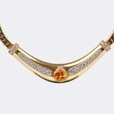 Gold Necklace with Citrine and Diamonds - image 1