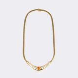 Gold Necklace with Citrine and Diamonds - image 2