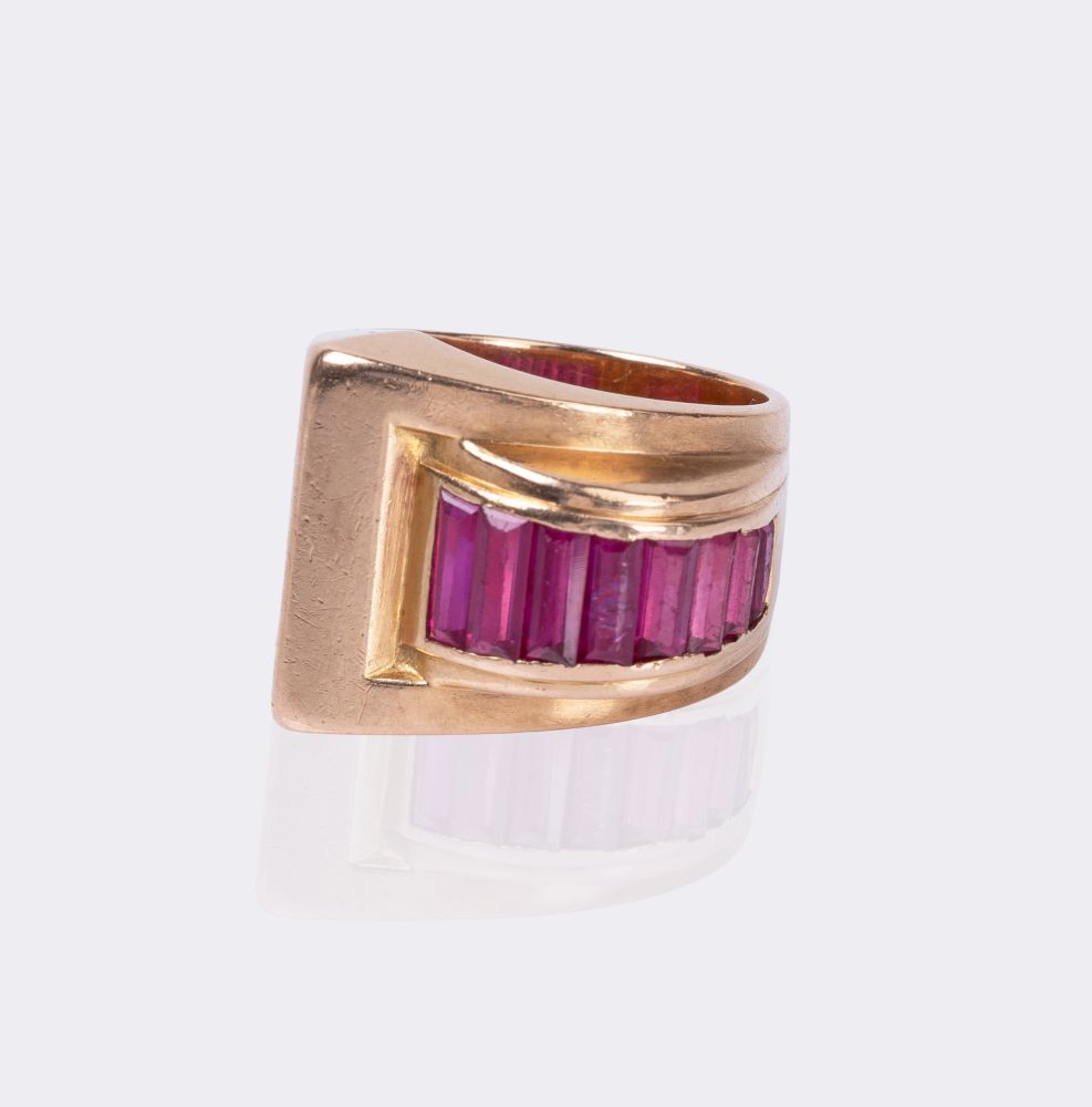 Art-déco Rubin Ring