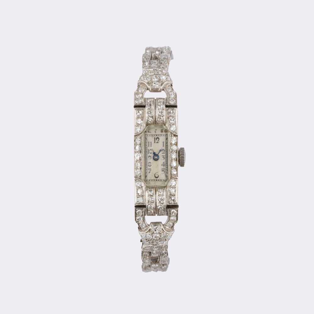 Art Déco Damen-Armbanduhr mit Diamanten