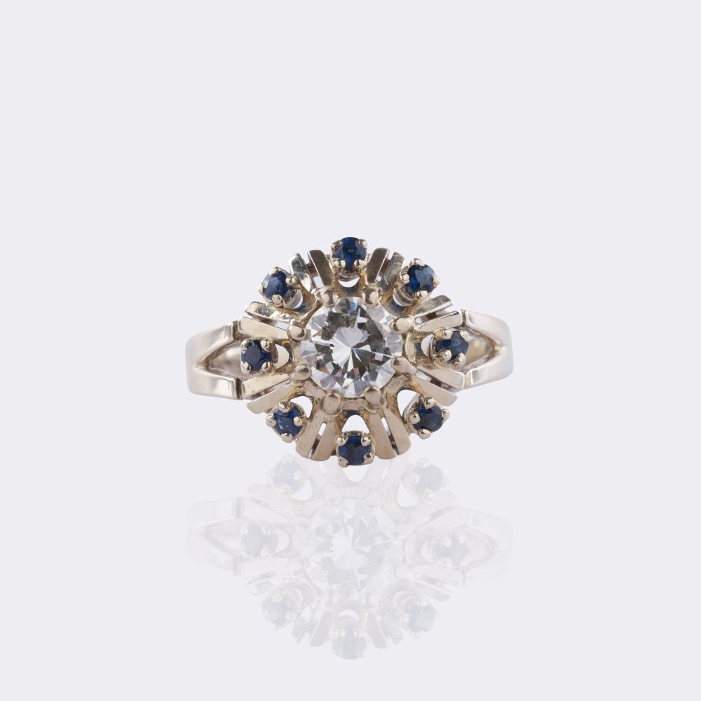Brillant Ring mit Saphir-Besatz