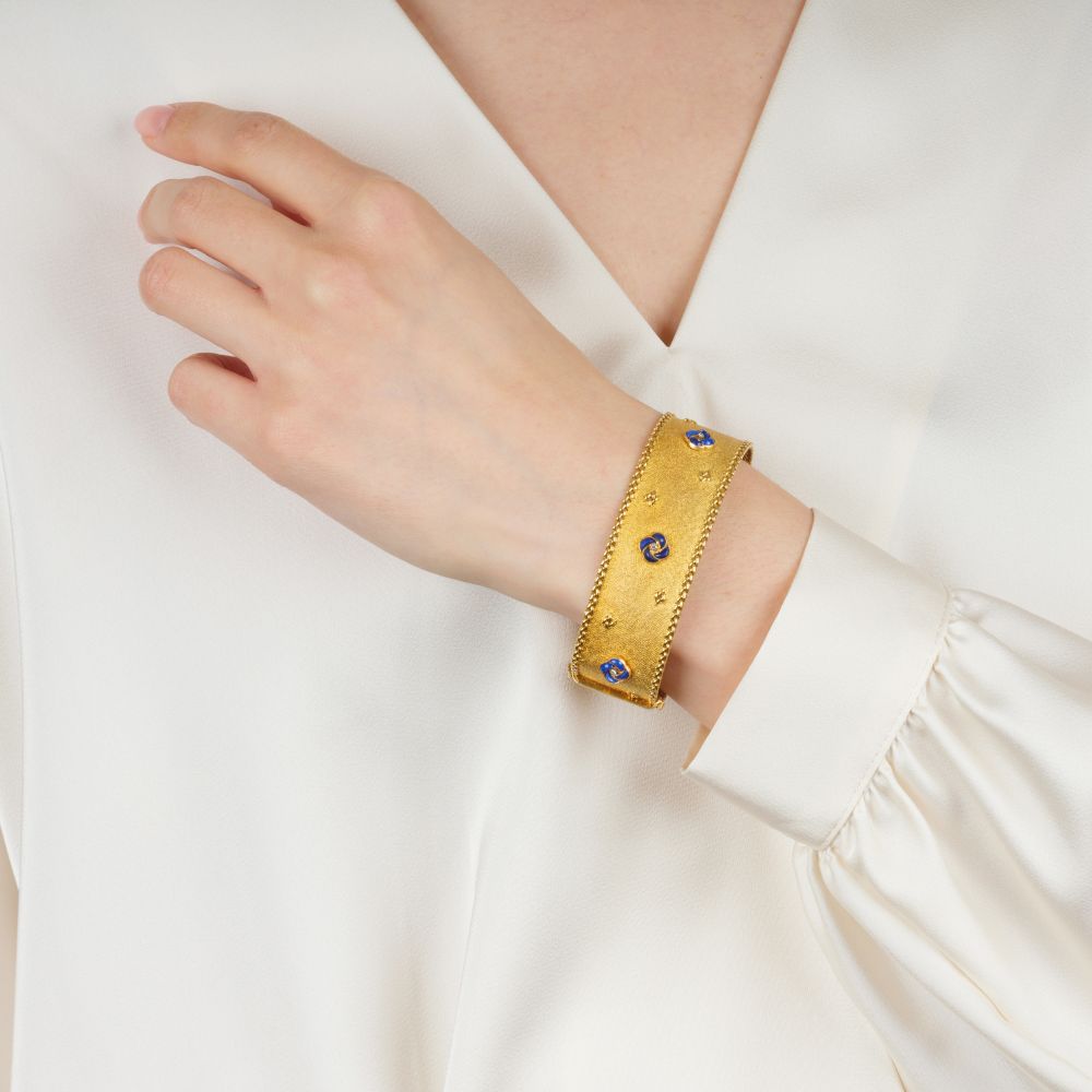 Vintage Gold Armband mit Lapislazuli und Kleinstdiamanten - Bild 3