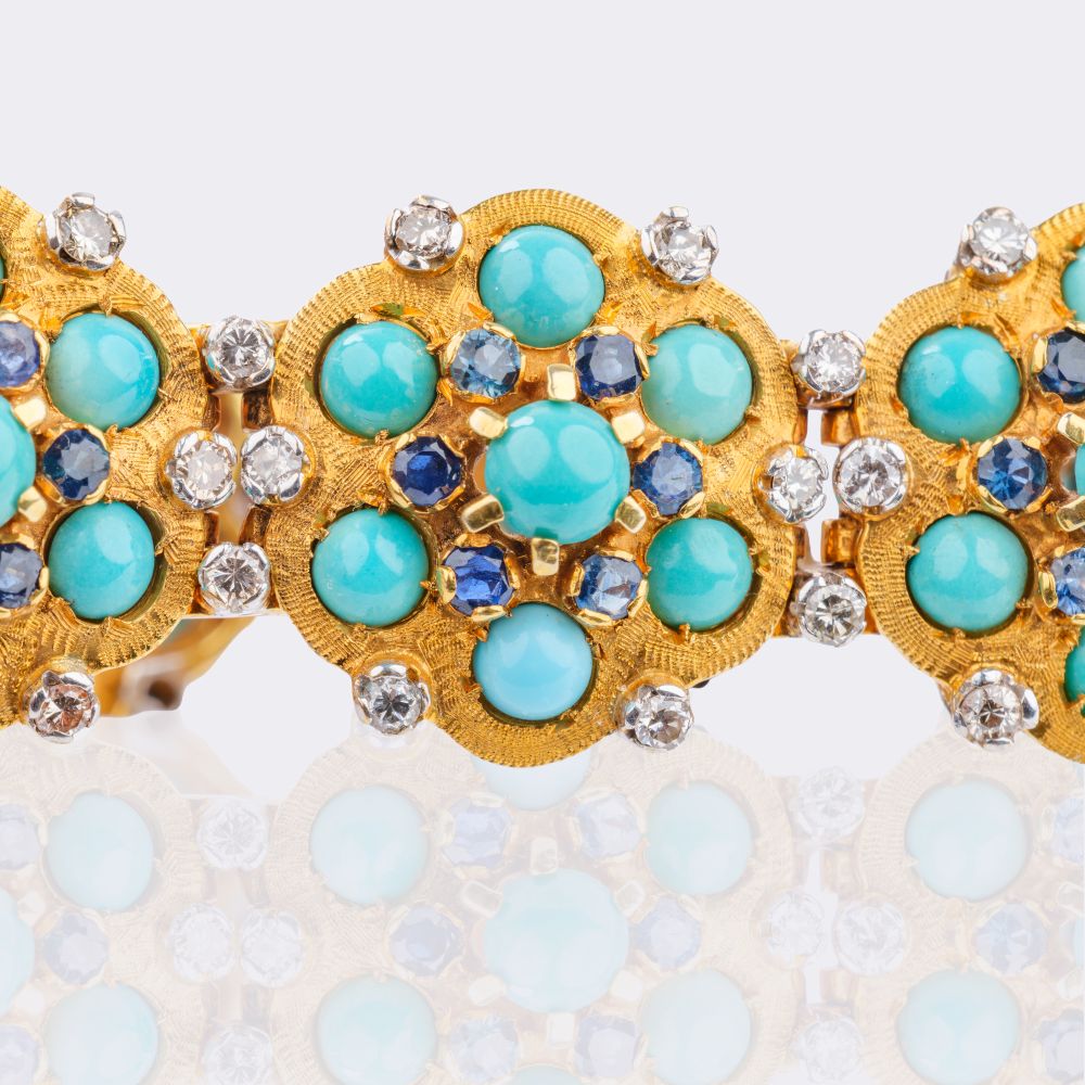 Vintage Türkis Saphir Armband mit Diamant-Besatz - Bild 2