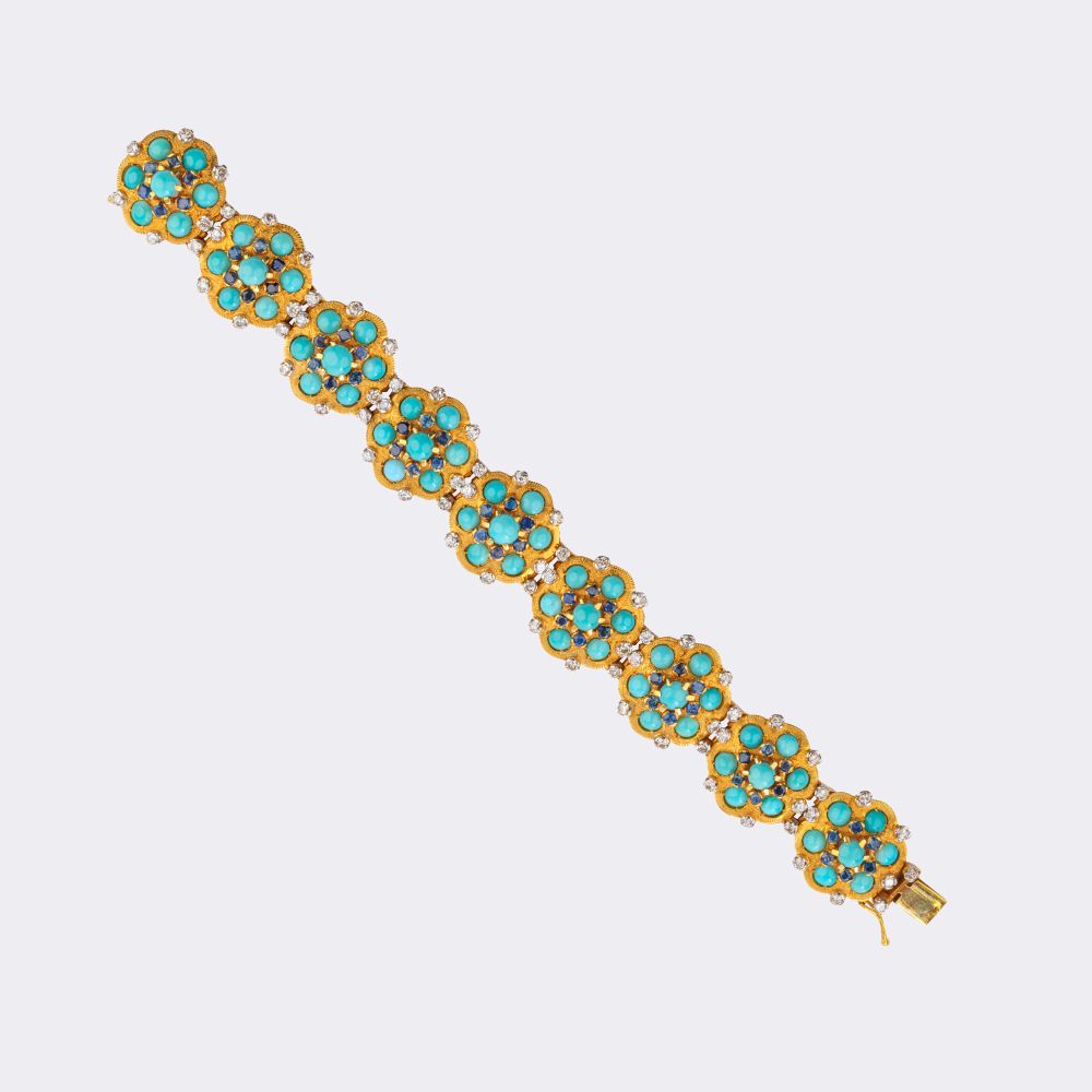 Vintage Türkis Saphir Armband mit Diamant-Besatz - Bild 3