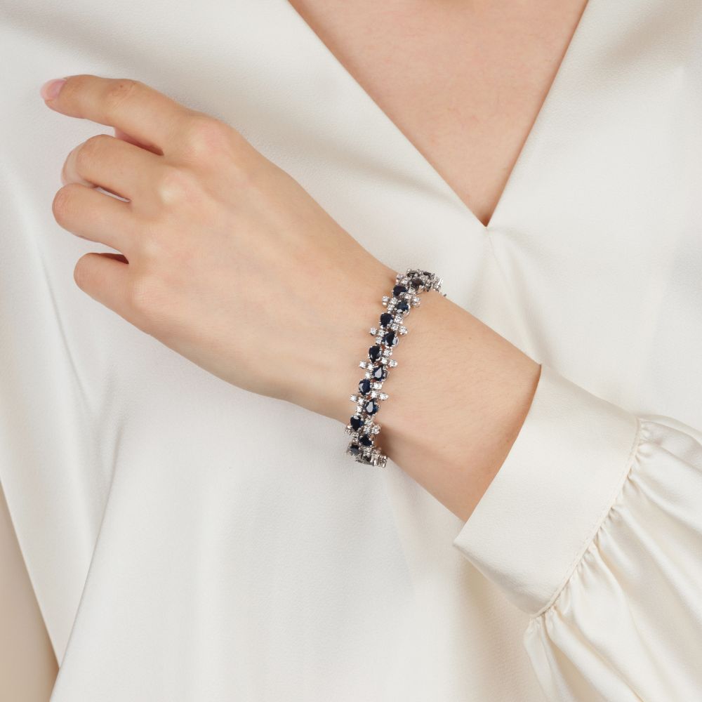 Hochkarätiges Saphir Brillant Armband - Bild 3