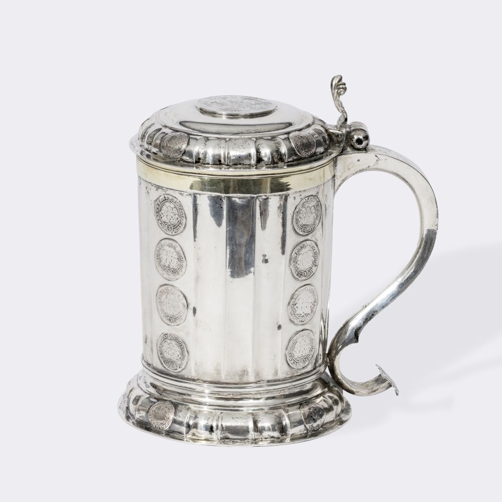 Seltener schlesischer Münzdeckelhumpen mit Dreibrüder-Talern