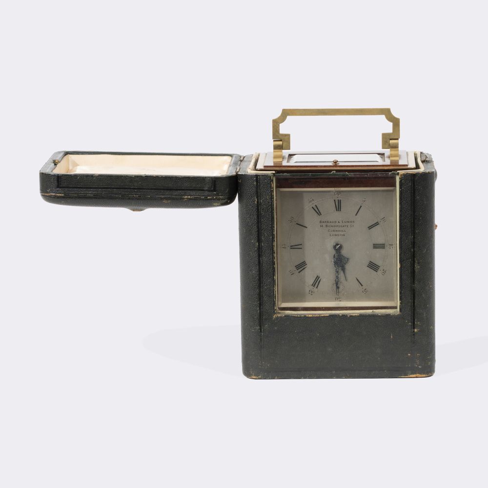 Sehr seltene Mahagoni Reiseuhr mit Viertelstundenschlag und Weckerfunktion im Reisekoffer - Bild 5