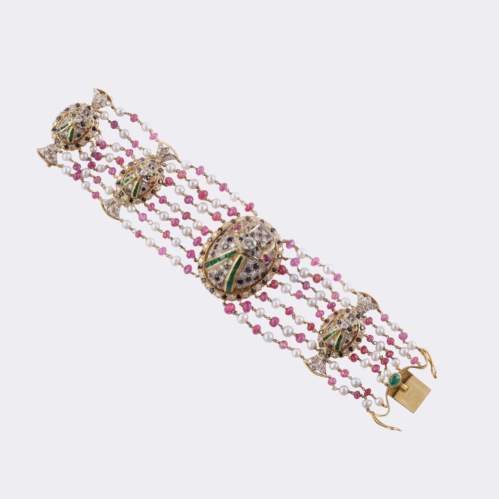 Außergewöhnliches Armband 'Skarabäus' mit Diamant- und Farbedelstein-Besatz - Bild 2