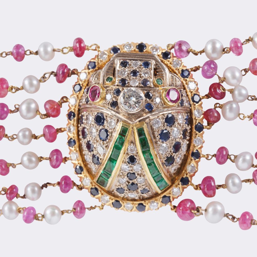 Außergewöhnliches Armband 'Skarabäus' mit Diamant- und Farbedelstein-Besatz - Bild 3