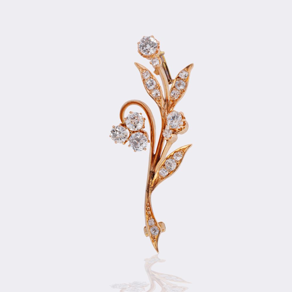 Jugendstil Diamant Blütenbrosche