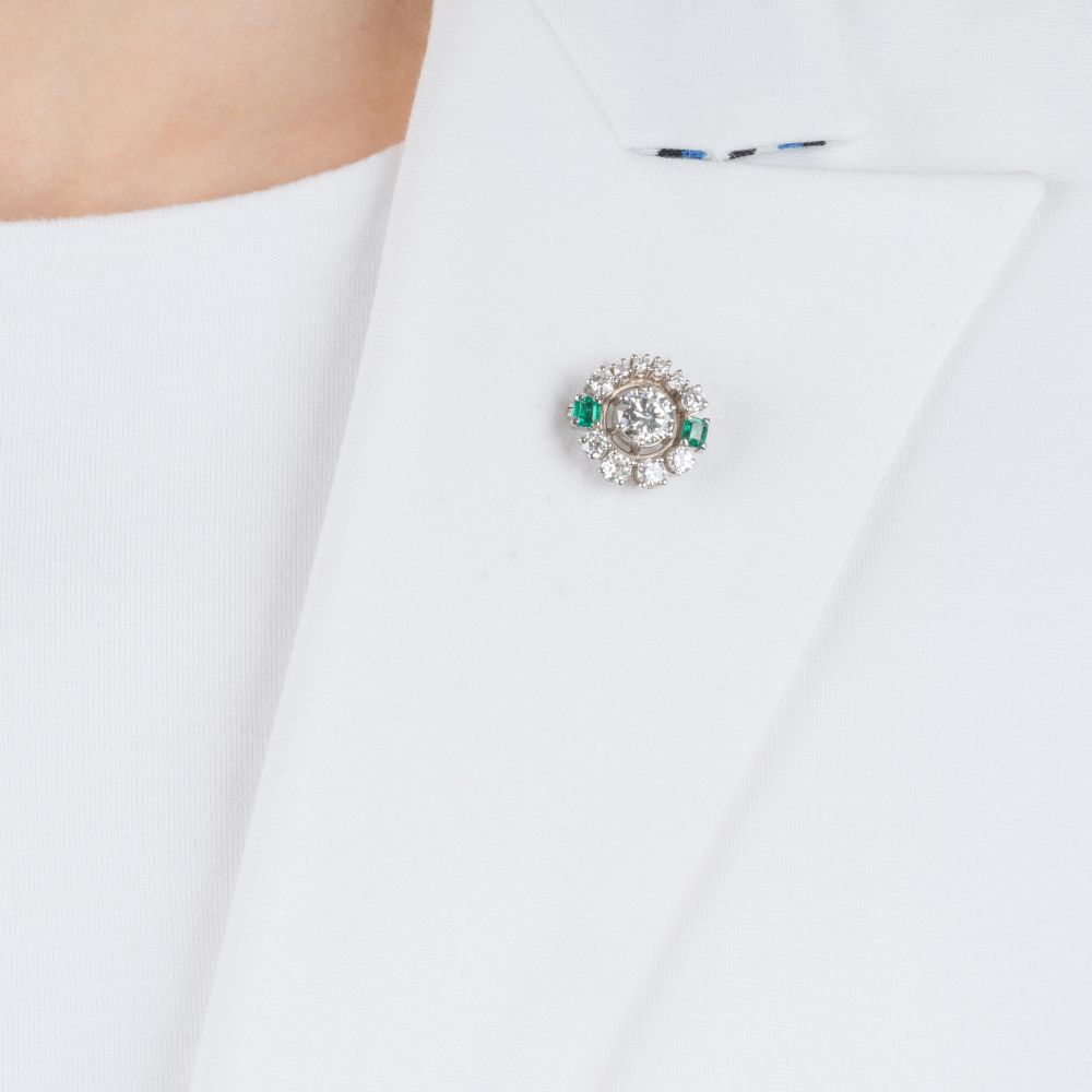 Solitär Brosche mit Smaragden - Bild 2