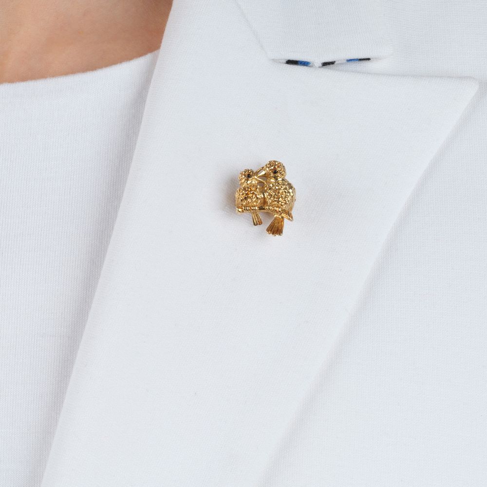 Kleine Vintage Brosche 'Kükenfütterung' - Bild 2