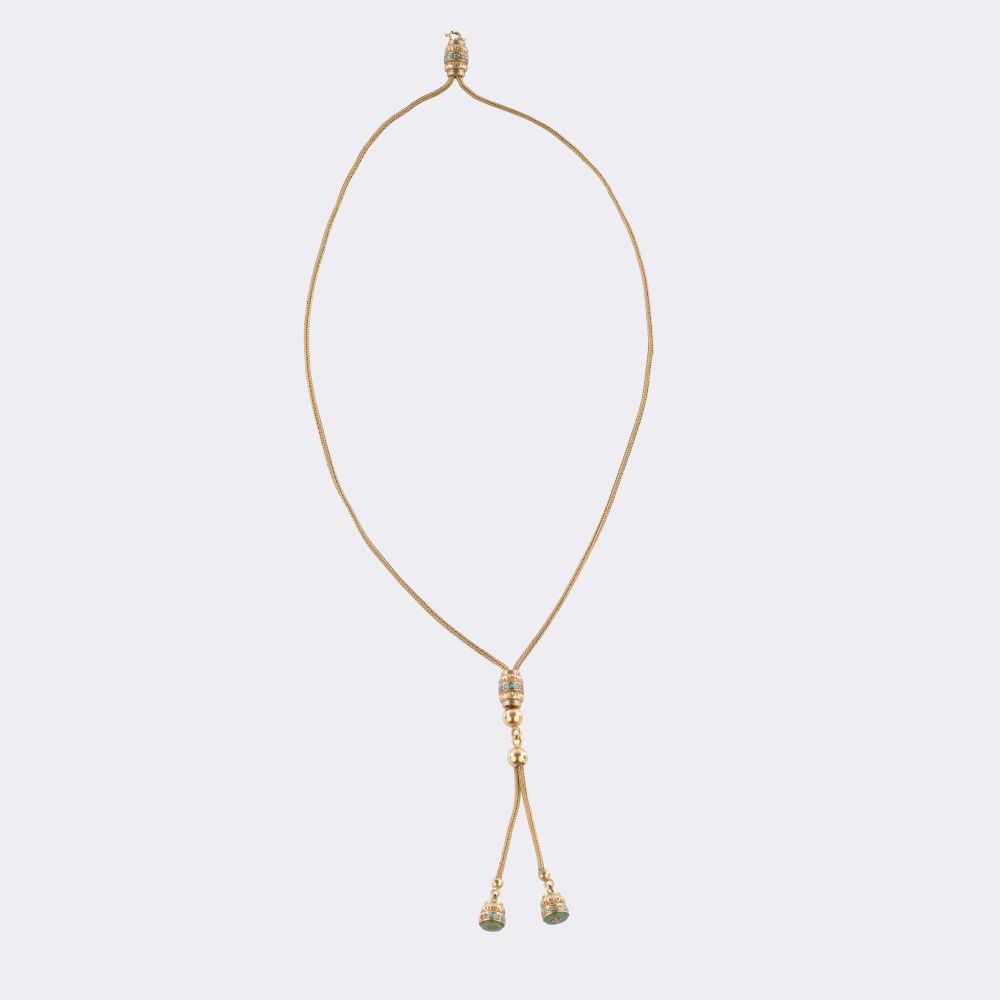 Antikes Gold Collier mit Türkisen und Saatperlen - Bild 2