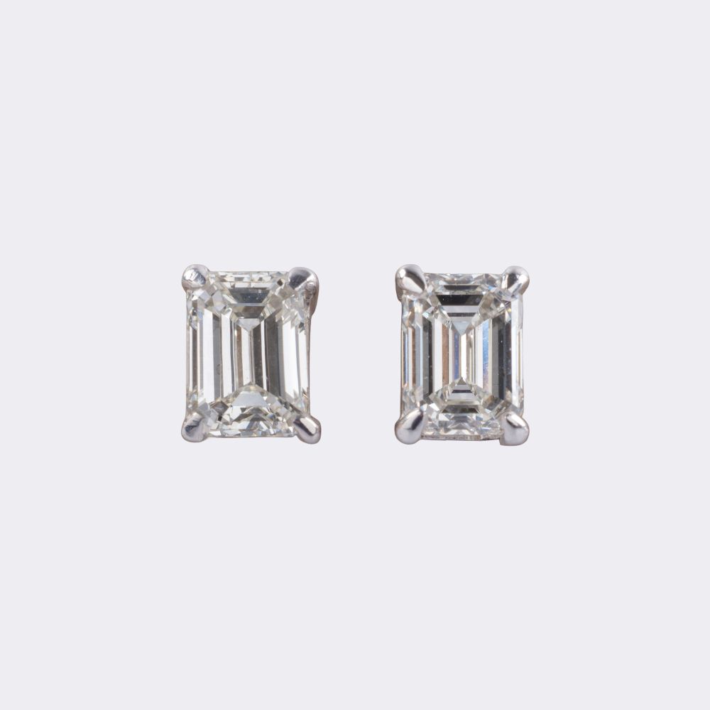 Paar Emerald Cut Diamant Ohrstecker