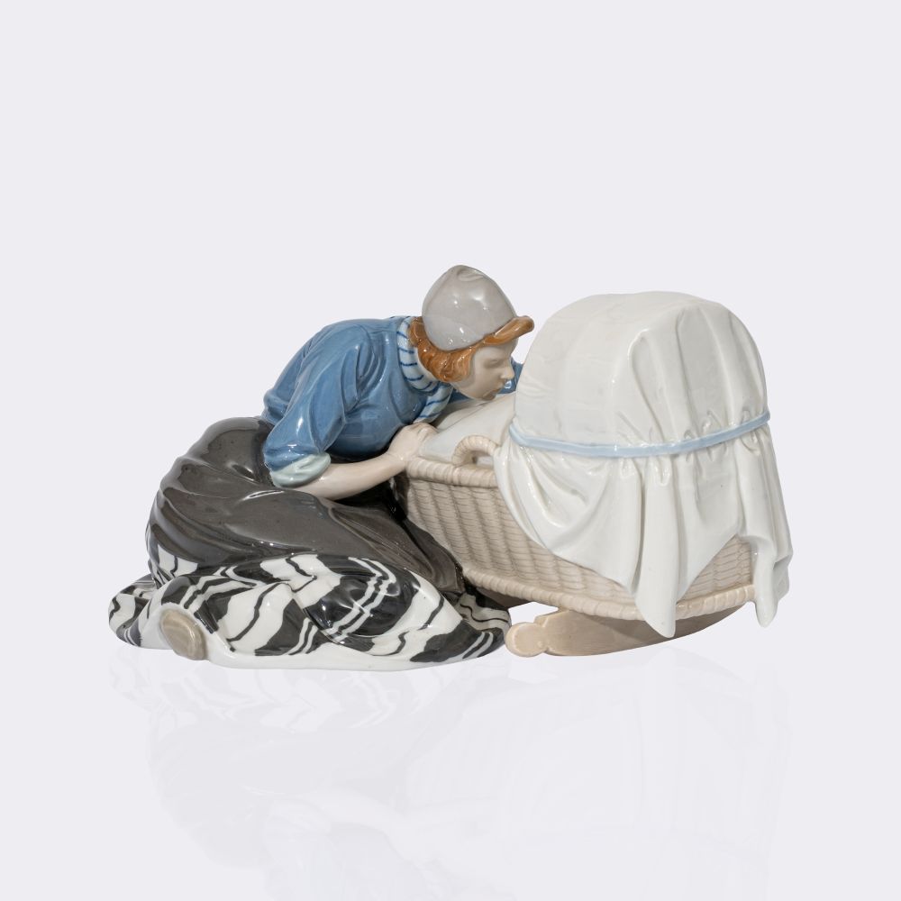 Holländische Mutter, an der Wiege sitzend