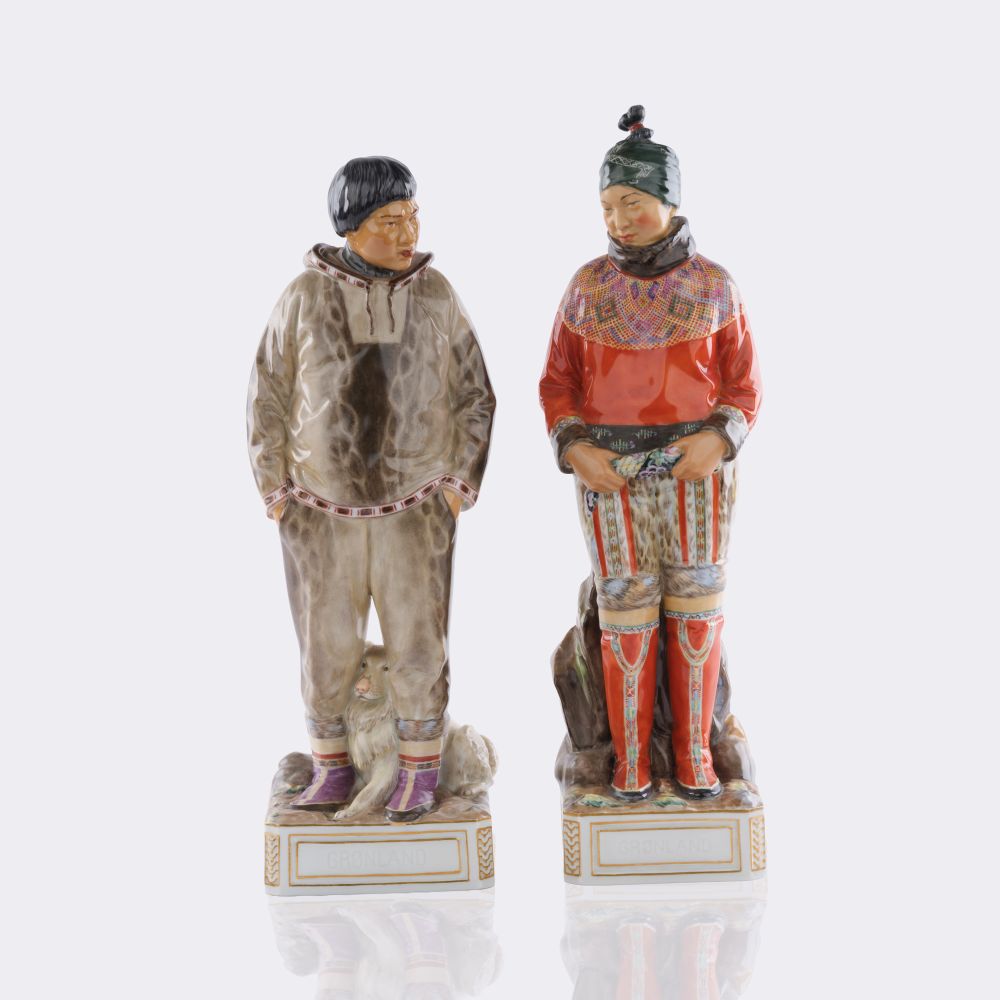 Zwei Figuren 'Grönländer und Grönländerin'