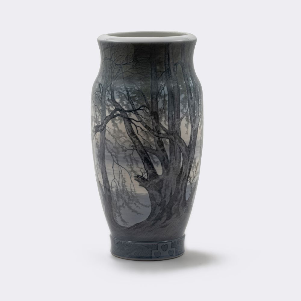 Große Jugendstil-Bodenvase mit Waldlandschaft - Bild 2