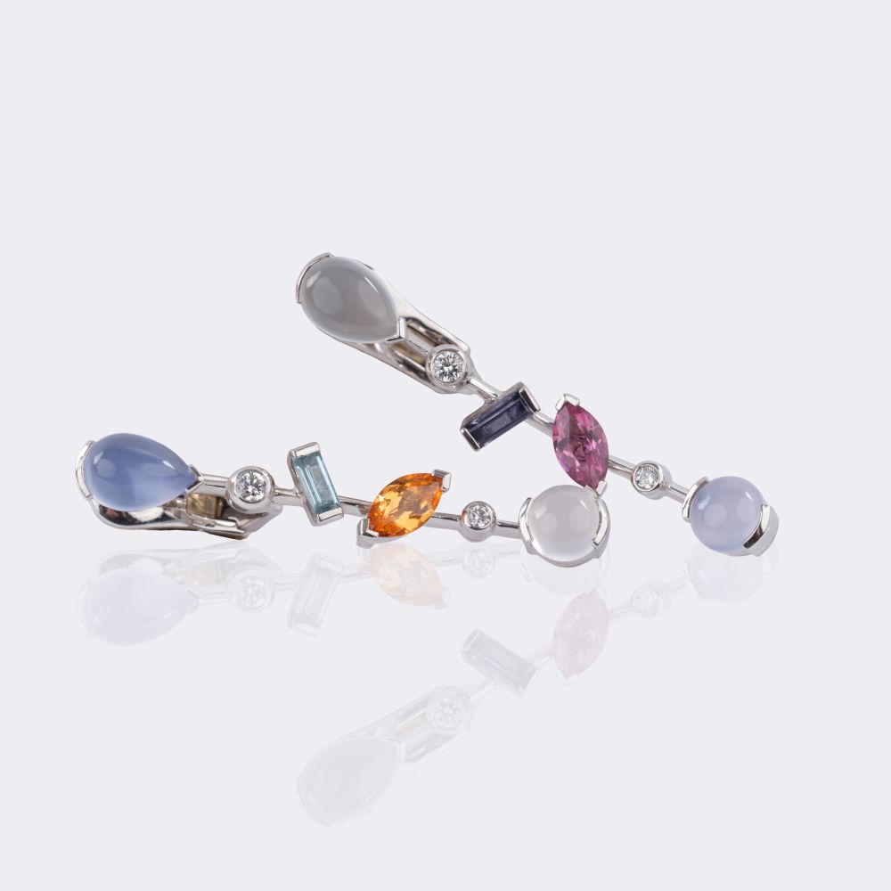 Paar Ohrringe 'Meli Melo' mit Edelstein-Besatz - Bild 2