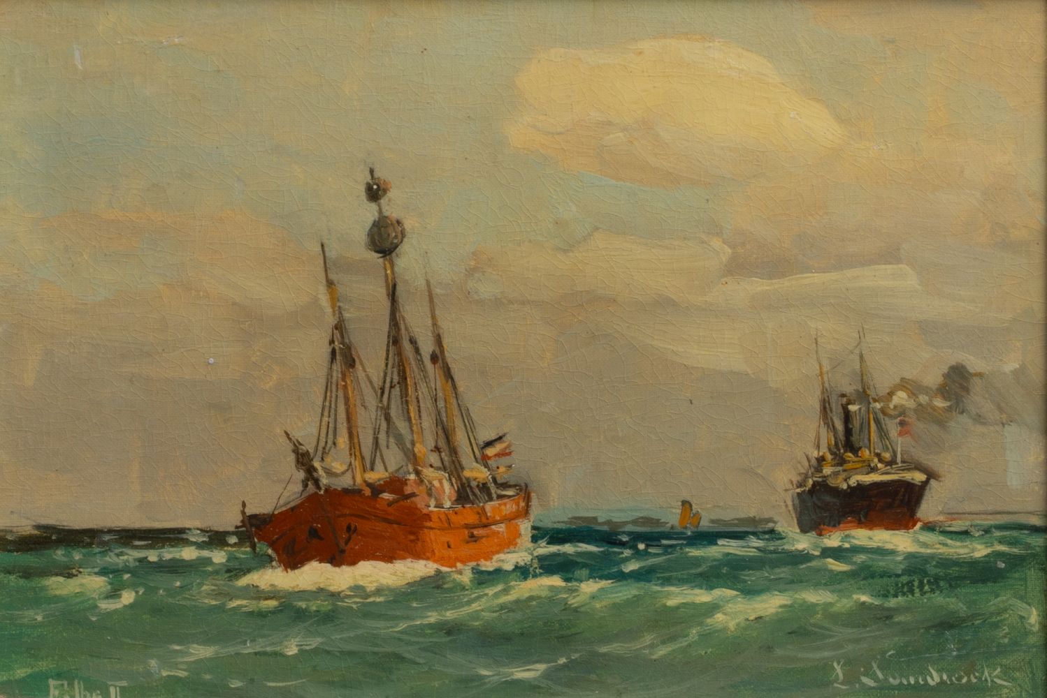 Feuerschiff Elbe II und Dampfer