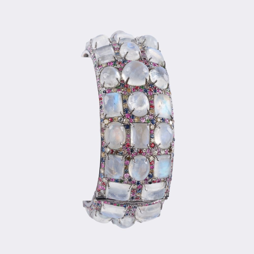 Mondstein Armreif mit mehrfarbigen Saphiren - Bild 2