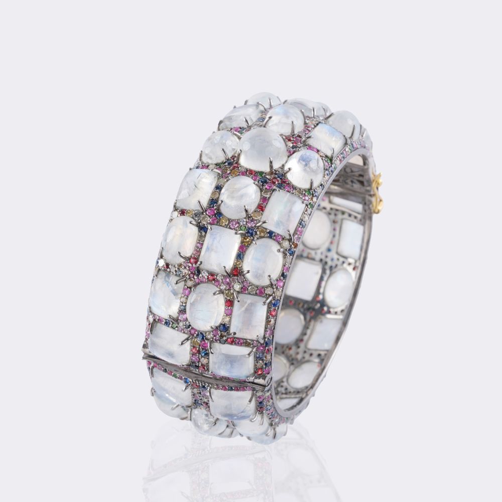 Mondstein Armreif mit mehrfarbigen Saphiren - Bild 4