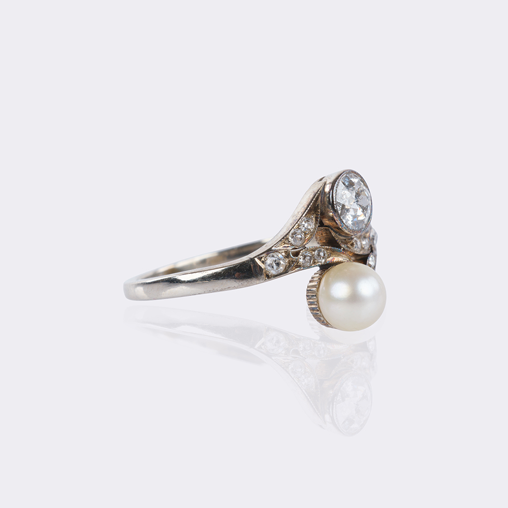 Jugendstil Perl Diamant Ring 'Moi-et-Toi' - Bild 2