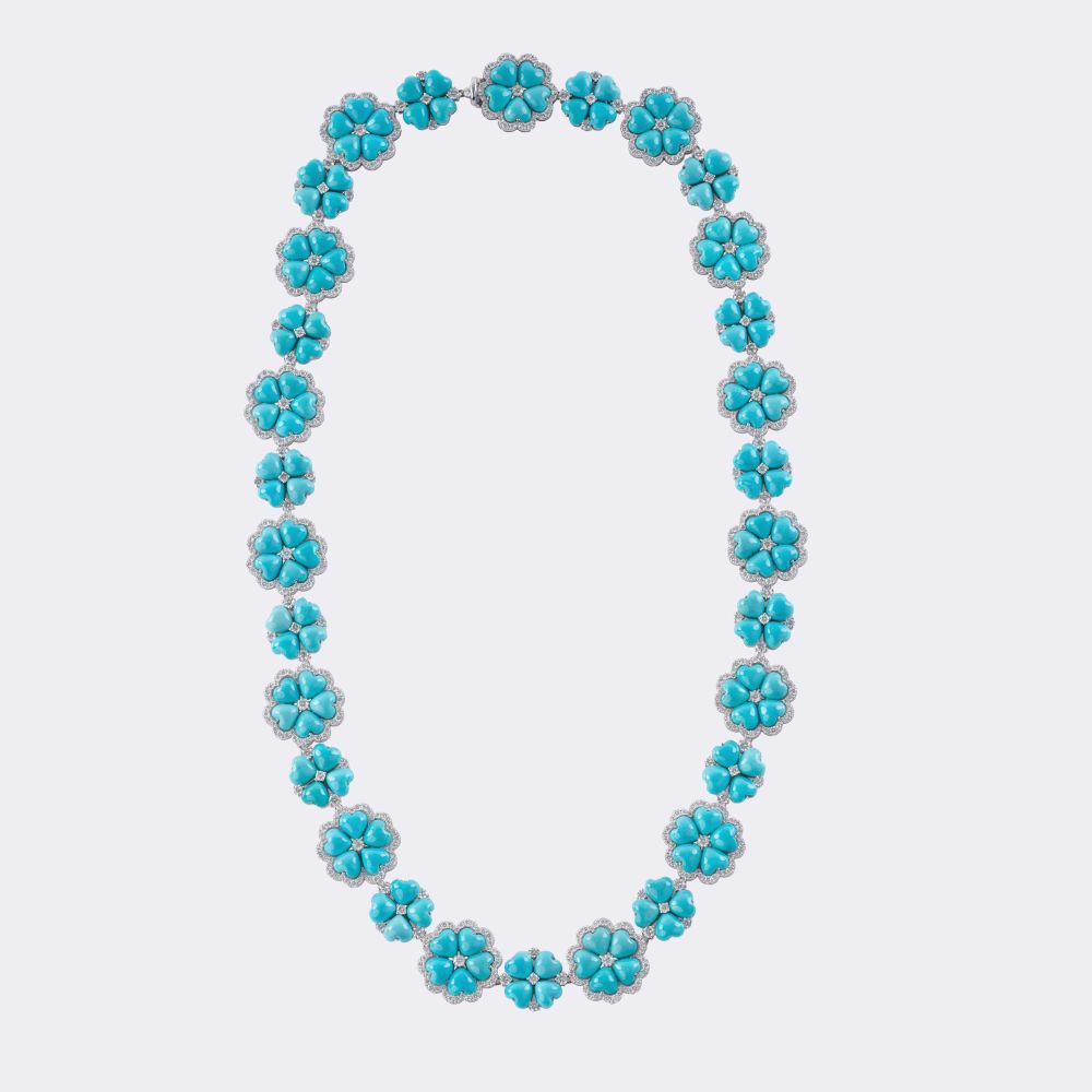 Türkis Brillant Collier 'Rose de Tourquoise'