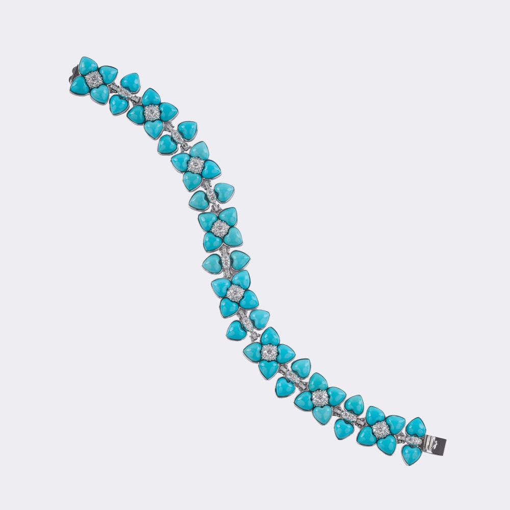 Türkis Brillant Armband 'Fleur de Tourquoise' - Bild 2