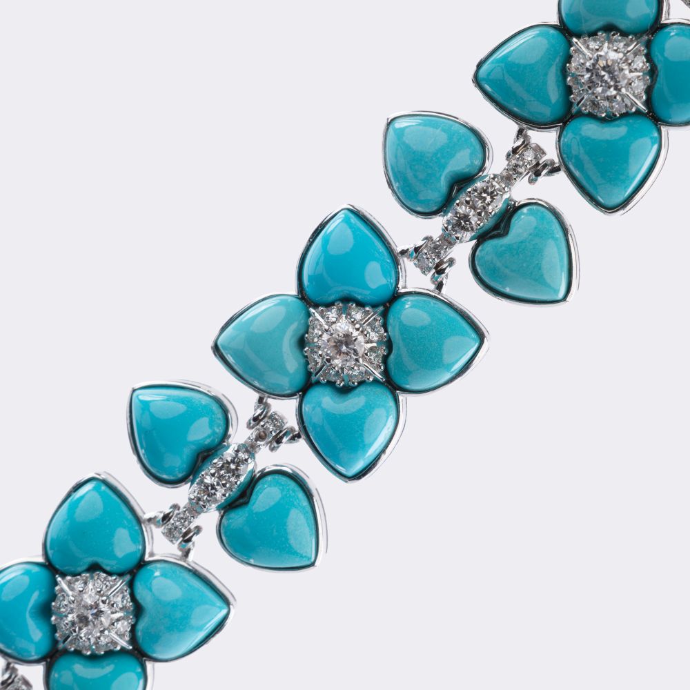 Türkis Brillant Armband 'Fleur de Tourquoise' - Bild 4