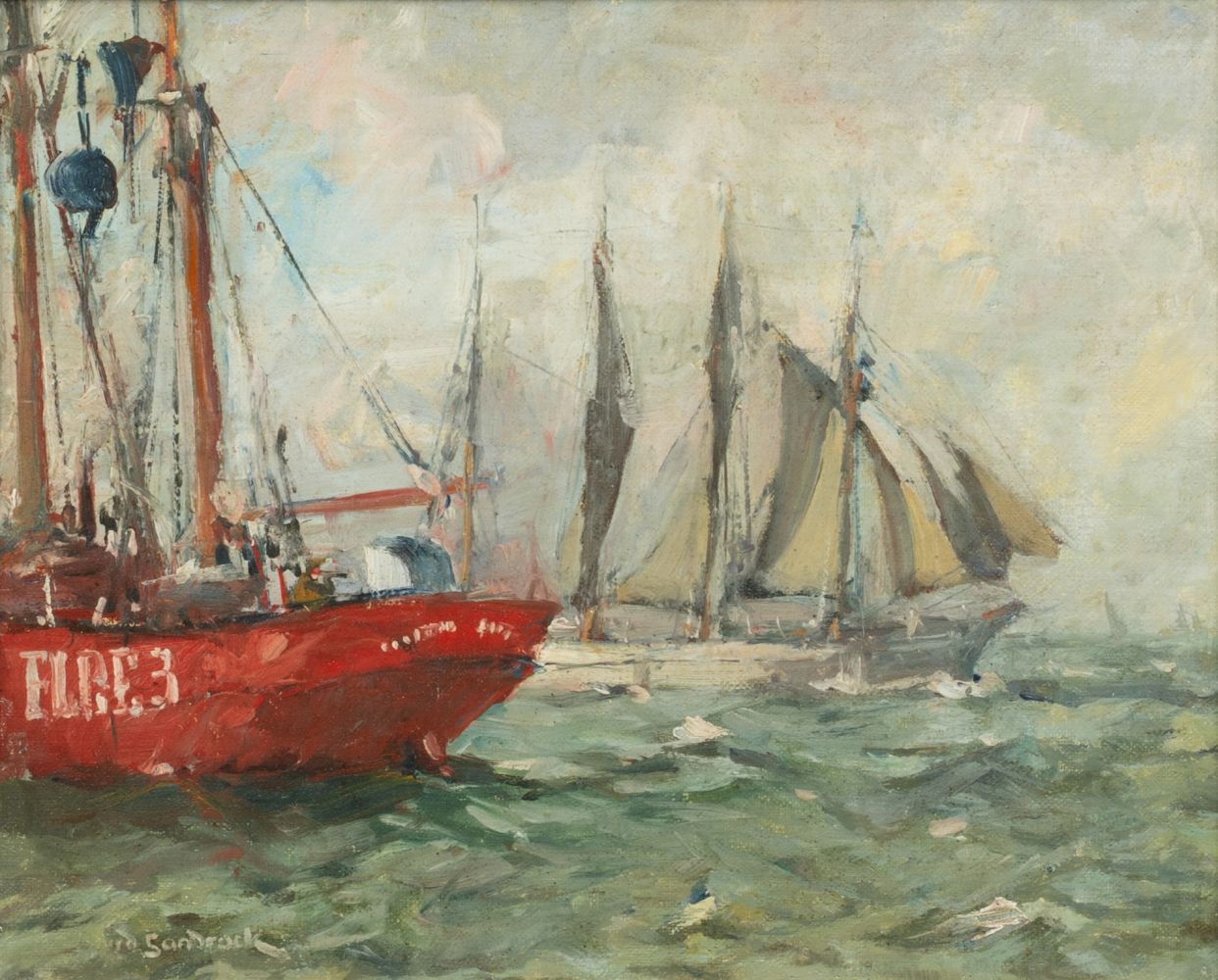 Viermastgaffelschonder passiert Elbe 3