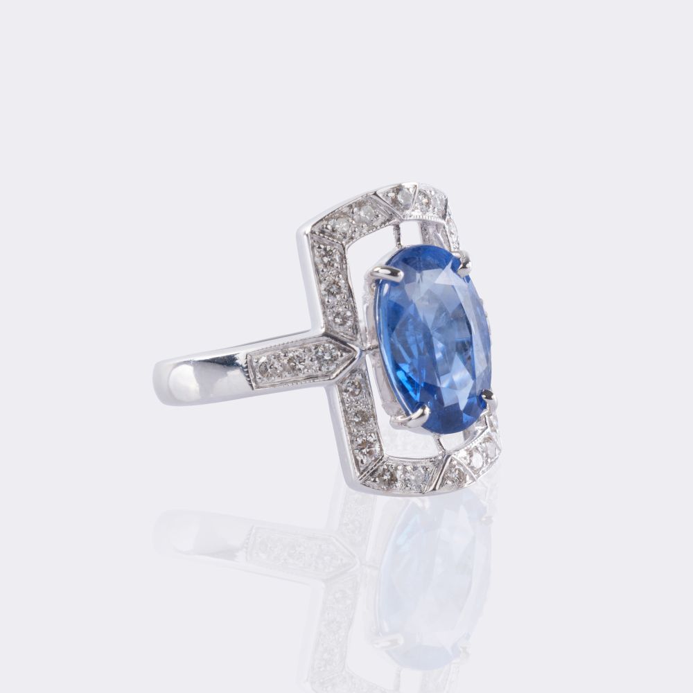 Natürlicher Saphir Ring mit Brillant-Besatz - Bild 2