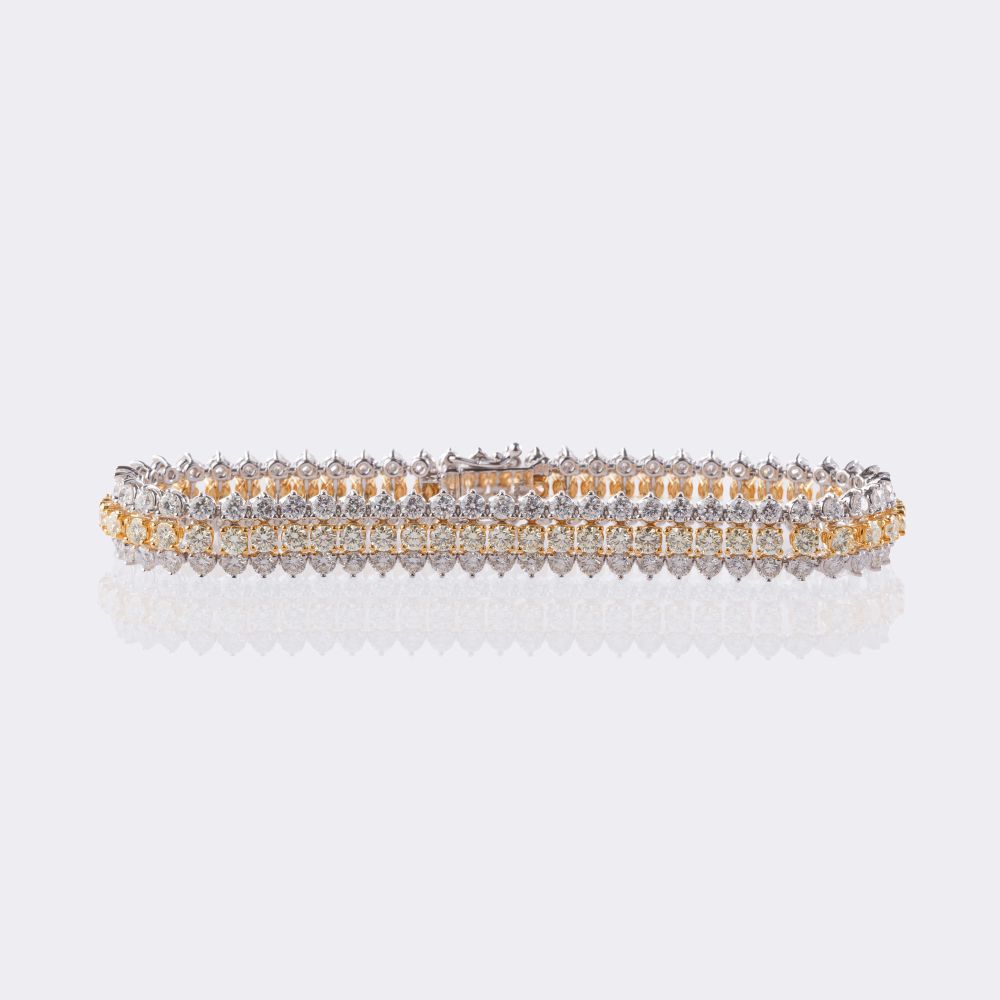 Zweifarbiges Armband mit hochkarätigem Diamant-Besatz