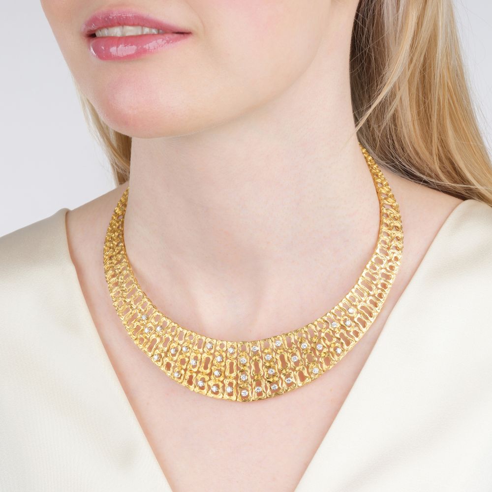 Gala Gold Collier mit Brillant-Besatz - Bild 3