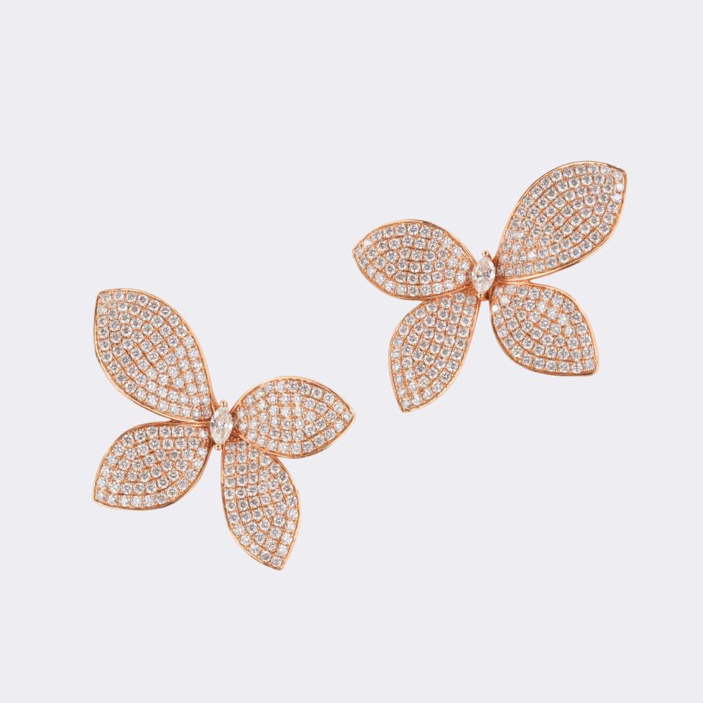Paar Papillon Ohrringe mit Brillant-Besatz
