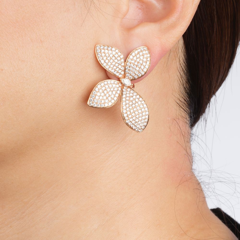 Paar Papillon Ohrringe mit Brillant-Besatz - Bild 2