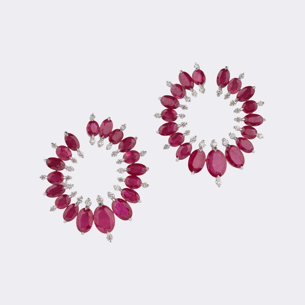 Paar Rubin Brillant Ohrringe