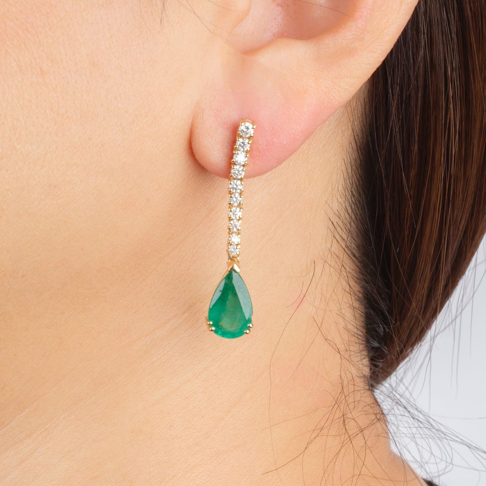 Paar Smaragd Brillant Ohrrhänger - Bild 2
