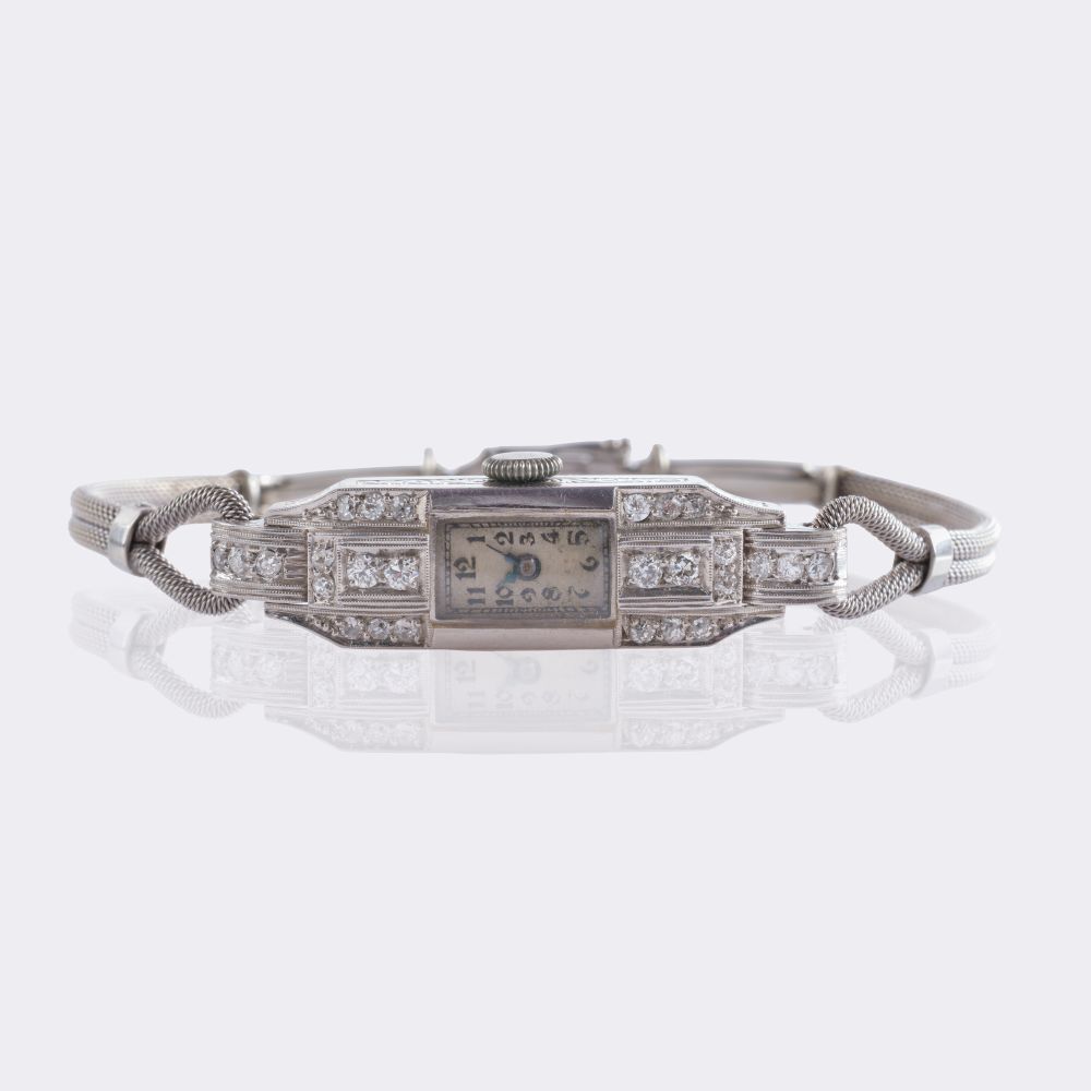 Art Déco Damen-Armbanduhr mit Diamanten - Bild 2