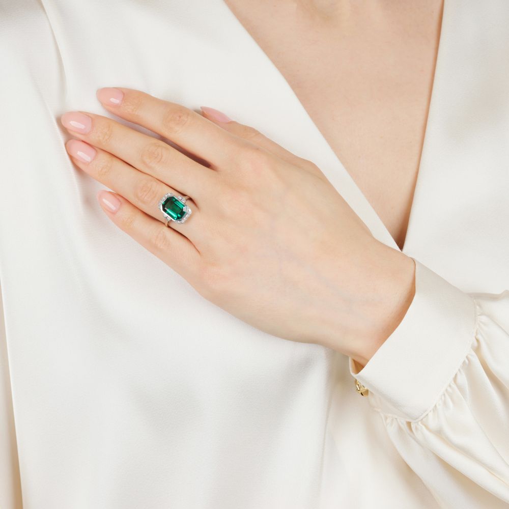 Farbintensiver Art-déco Turmalin Ring - Bild 3