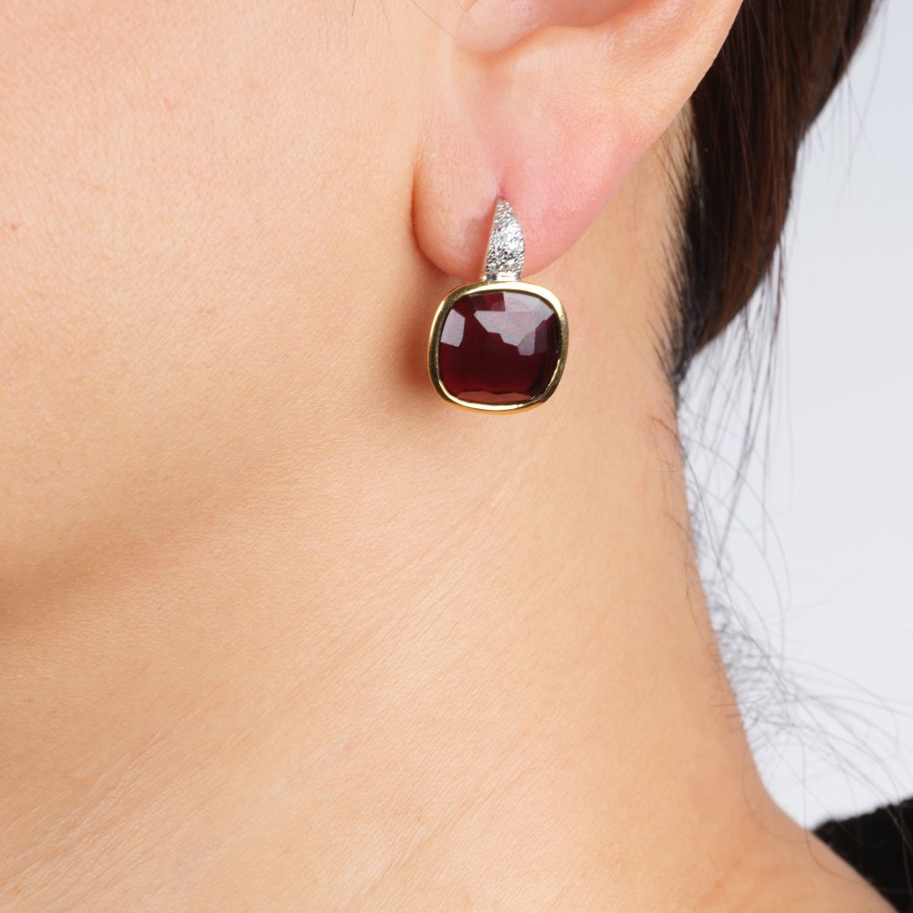 Paar Granat Brillant Ohrringe 'Sherazade' - Bild 3