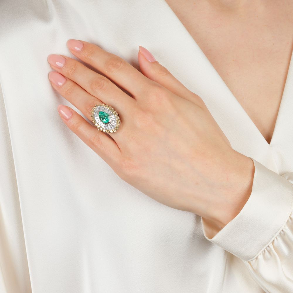 Smaragd Diamant Cocktailring - Bild 4
