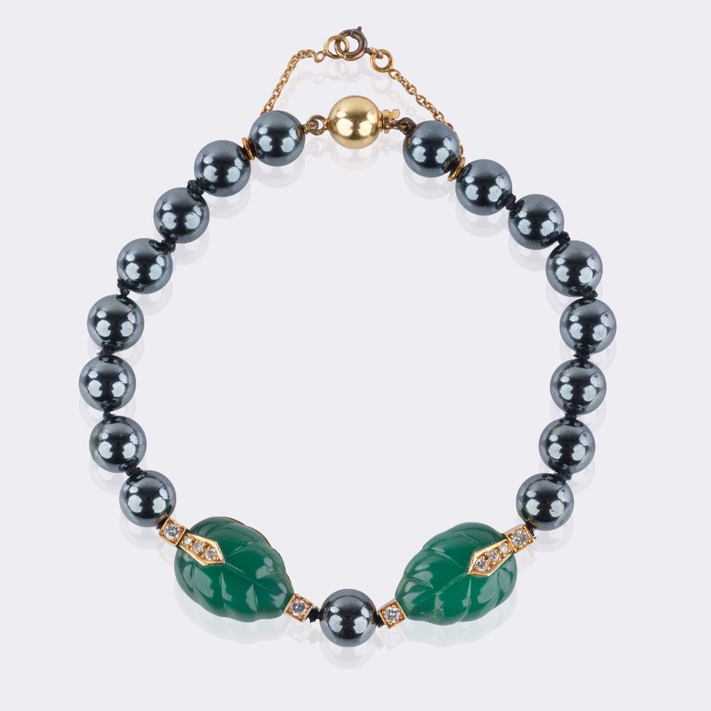 Hämatit Chrysopras Armband 'Patiala'mit Brillanten